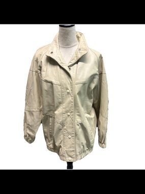 Vintage Giovinezza Moda By Rocco New York Leather Coat Off-White. Size M Glam